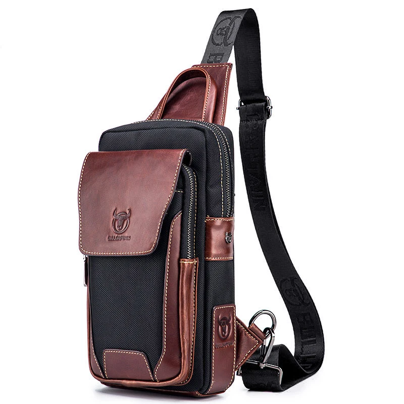 Top Layer Cowhide Soft Handbag Genuine Leather Chest Bag For Men Outdoor Leisure Large Capacity Cross-body Bag Hot Sale