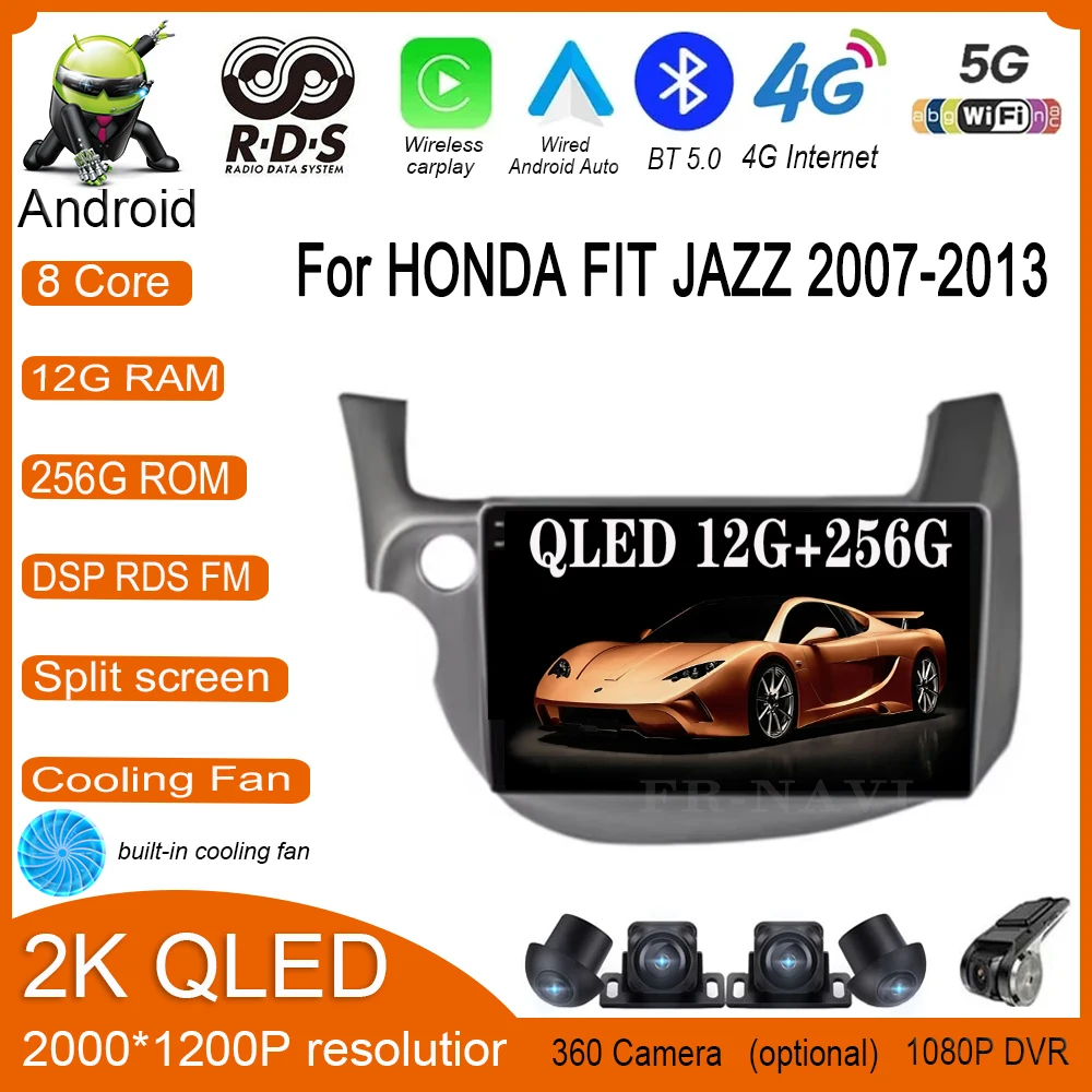 10-дюймовый Android 14 для HONDA FIT JAZZ 2007-2013 автомобильный радиоприемник видео