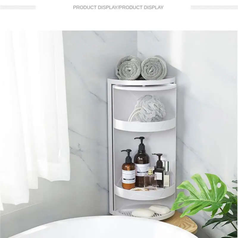 

Bathroom Accessories Storage Rack Plastic Rotary Toilet Non-Perforated Triangle Wall-Mounted Sorting Shelf Kitchen Organizer