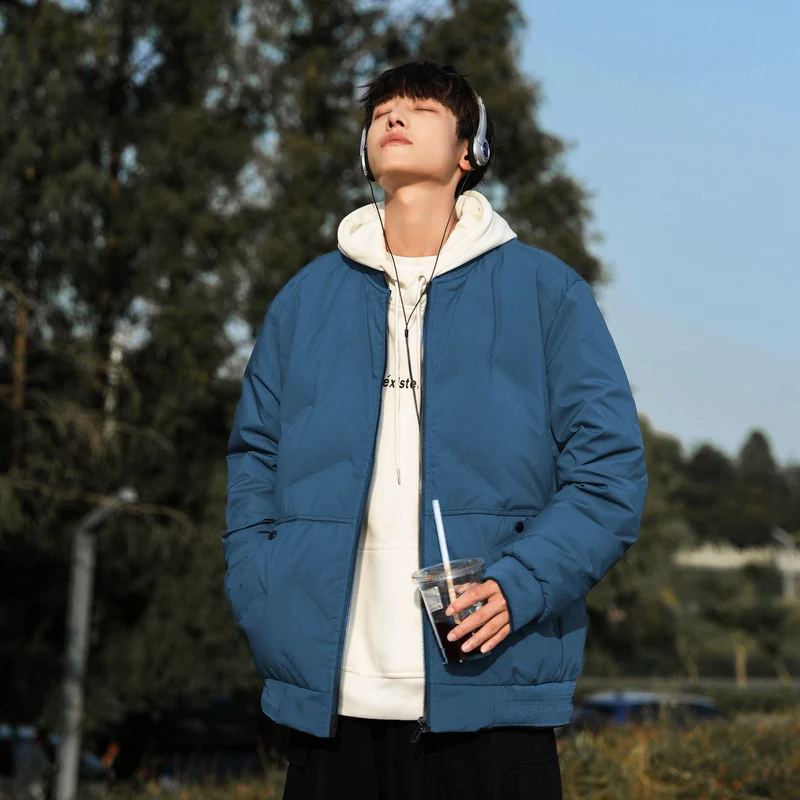 

Мужская теплая зимняя куртка с воротником-стойкой, в стиле оверсайз