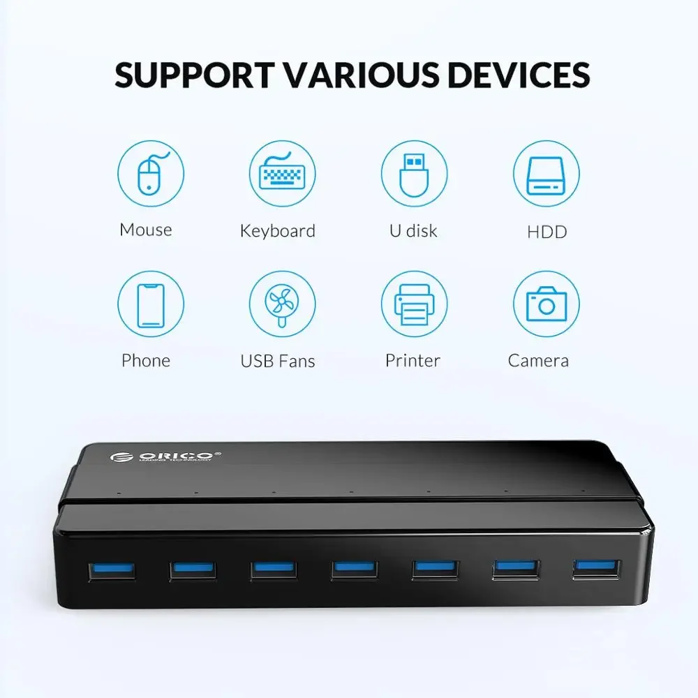 USB-разветвитель ORICO на 4/7 портов с высокоскоростной передачей USB 3 0