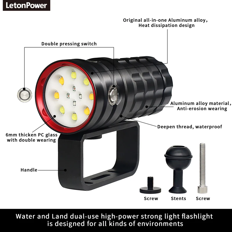 Скидка Подводная вссветильник LetonPower для дайвинга, 25000 люмен, 100 м Купить Подводная вссветильник LetonPower для дайвинга, 25000 люмен, 100 м