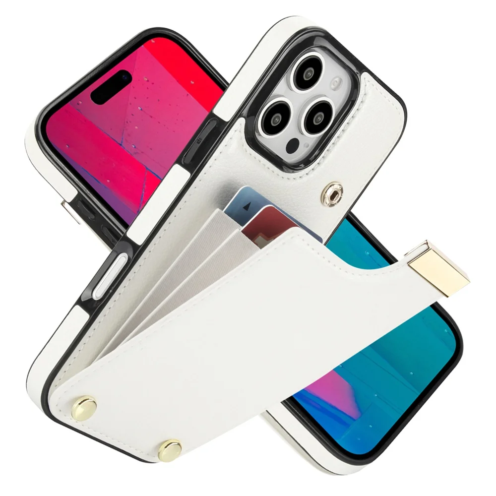 Двухслойный кожаный чехол с карманами для карт iPhone 11 12 13 14 15 16 Pro Max XR X XS 7 8 Plus