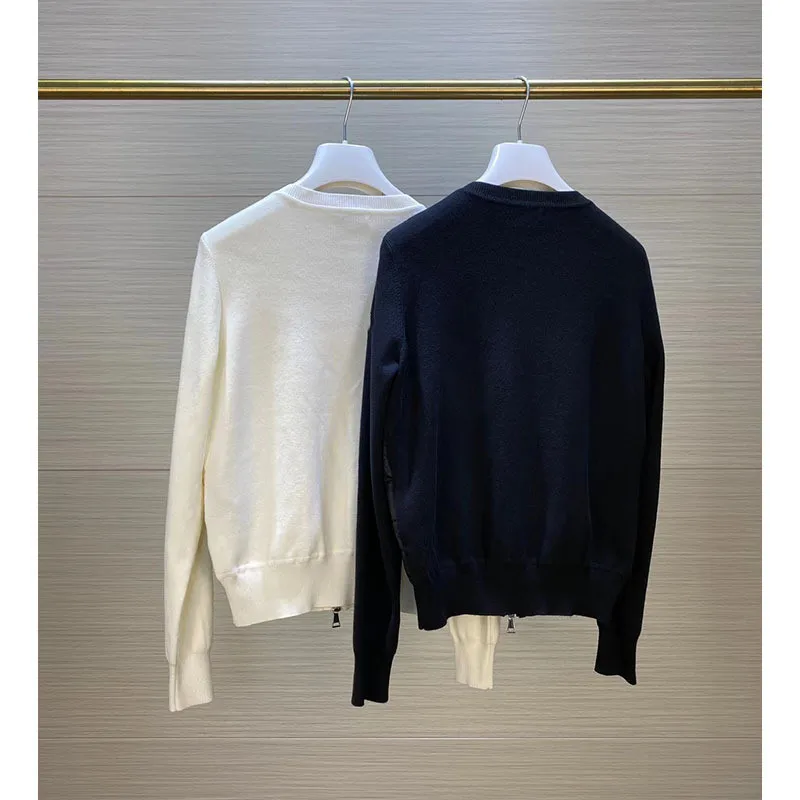 2022 Women's down jacket Fashion splicing round neck zipper long sleeve high-quality white duck down women's coat