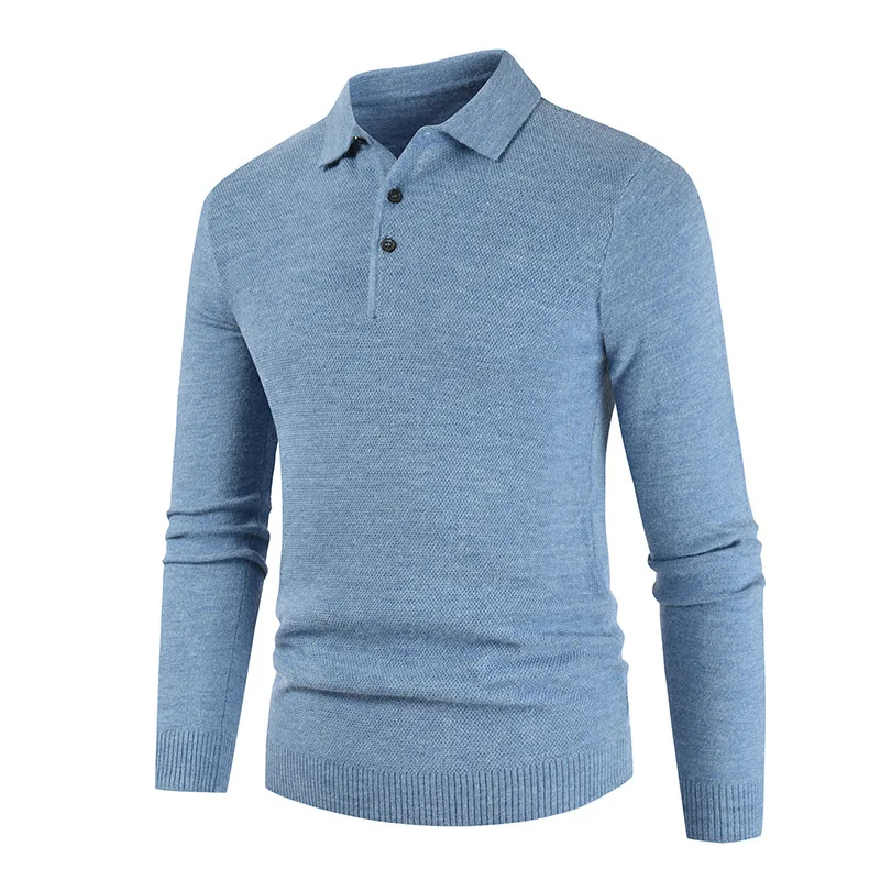 Autumn and winter new men's Korean shirt collar slim sweater fashion trend solid color sweater shirts for men men clothing