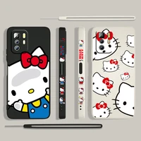 anime cute hello kitty for xiaomi redmi note 11 11s 10 10s 9 9s 9t 8 8t 7 5 pro 4g 5g liquid left rope phone case fundas cover