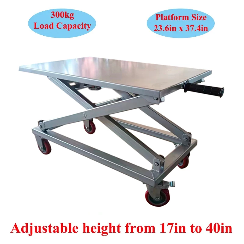 

Height Adjustable 23.6x37.4in Heat Printing Equipment Platform Cart Portable Cart 300kg Capacity 17in to 40in Height Adjustable