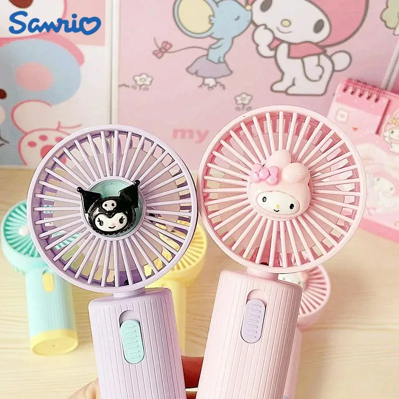 

Kawaii Sanrio Anime My Melody Kuromi Cinnamoroll Cute Fashion Cartoon Portable Usb Charge Fan Air Cooler Mini Fans Small Gift