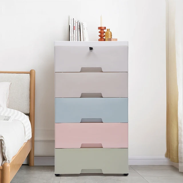 Plastic Drawers Dresser Storage Cabinet 5 Drawer Stackable Vertical Clothes Storage Tall Small Closet Home Furniture 1