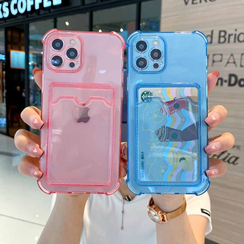 

Card Slot Case For Xiaomi Redmi Note 10 Pro 8 9T Mi Poco X3 NFC Clear Phone Cover Shockproof Fundas Camera Protective Soft Shell