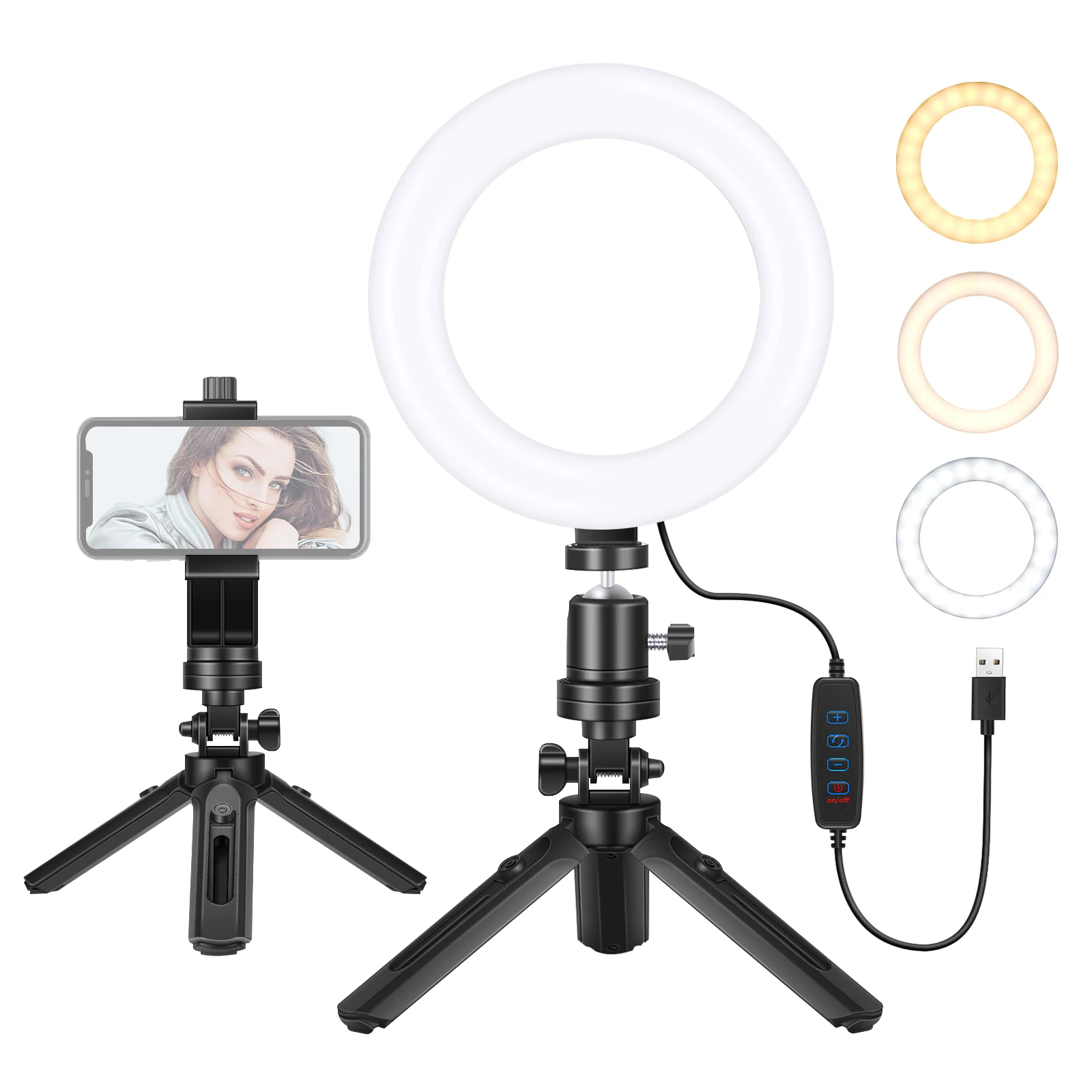 

Neewer Table Top 6-inch Selfie Ring Light and Tripod Stand,Dimmable Video Conference Lighting for Zoom Call/YouTube Video/Makeup