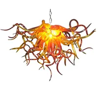 GoGlobalCo Lamp Hand Blown for Hotel Pendant Light Fixtures Amber Red Glass Chandeliers