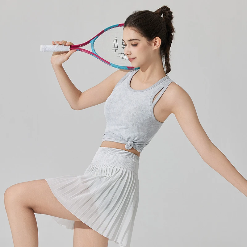 Фото Спортивный костюм SharpStar Trendy: дышащая юбка для гольфа и тенниса, высококачественный топ для йоги с подкладкой для груди, для тренировок и фитнеса №4
