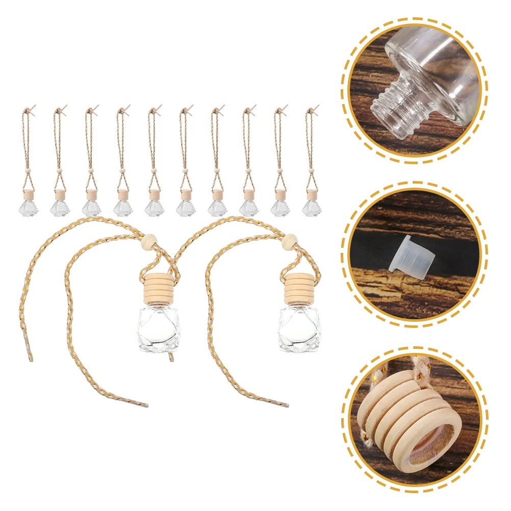 

12pcs Transparent Perfume Bottles Decorative Aroma Bottles Hanging Car Diffusers
