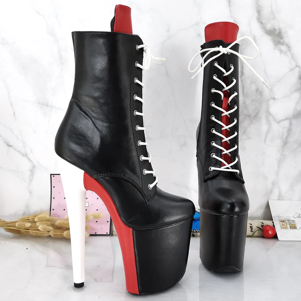Leecabe  20CM/8inches Colorful Materials covered High Heel platform  closed toe Pole Dance boots
