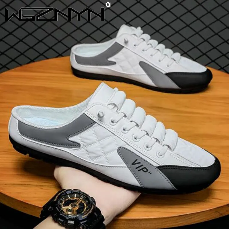 Тапки мужские на плоской подошве Повседневные Классические слипоны полутапочки