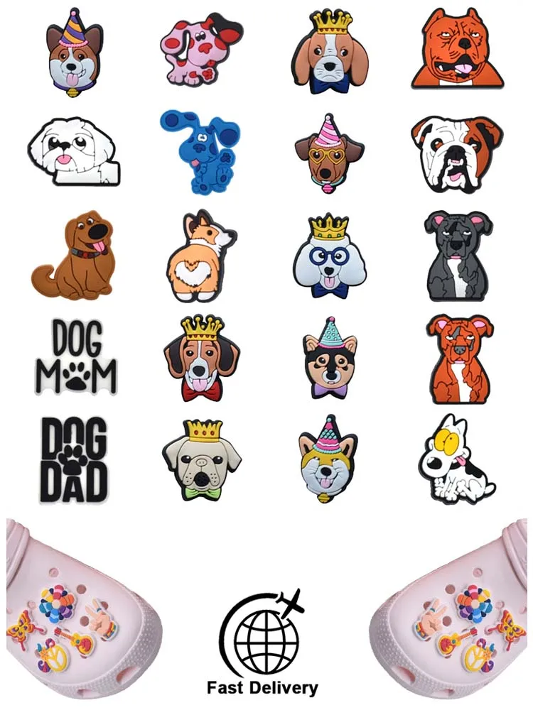 

1Pcs PVC Dog for Croc Charm DIY Shoes Accessories Badge Women Clogs Buckle Kids Pins Decoration Jeans Wristbands Dropshipping