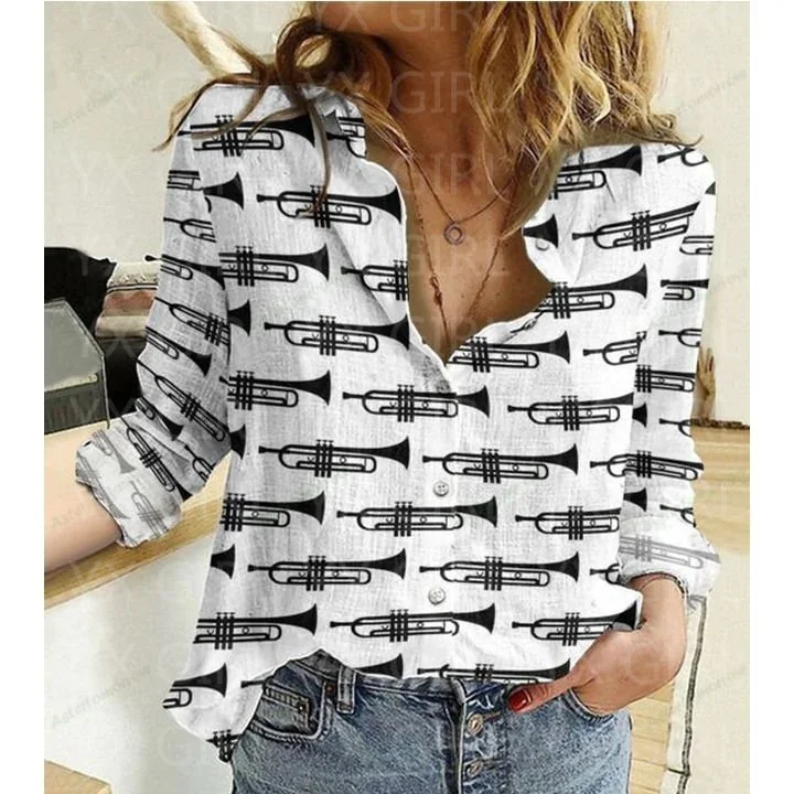 Женская рубашка с принтом трубы Повседневная 3D на пуговицах уникальная одежда