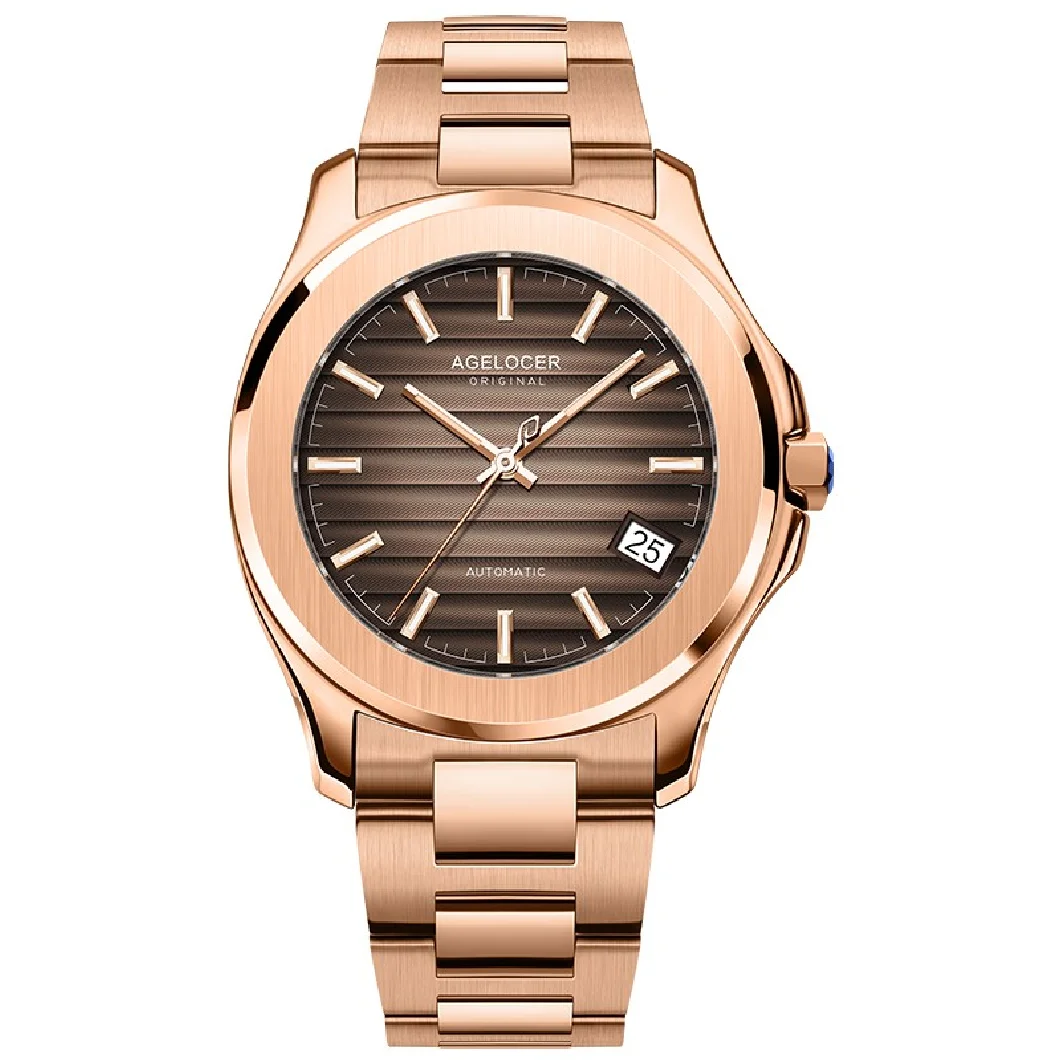 

AGELOCER Original Collection Self-wind Mechanical Men Watches Power Reserve 80 Hours Luxury Automatic Watch Rose Gold 316L Steel