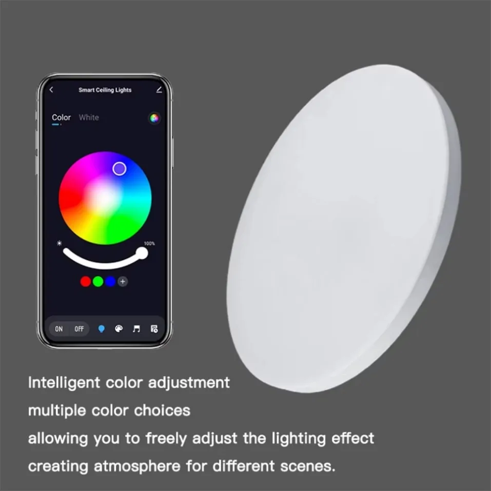 Фото Умный светодиодный потолочный светильник Tuya, AC 220 В, 25 Вт, RGB, украшение для спальни, гостиной, внутреннее освещение, работа с Alexa Google Home №5