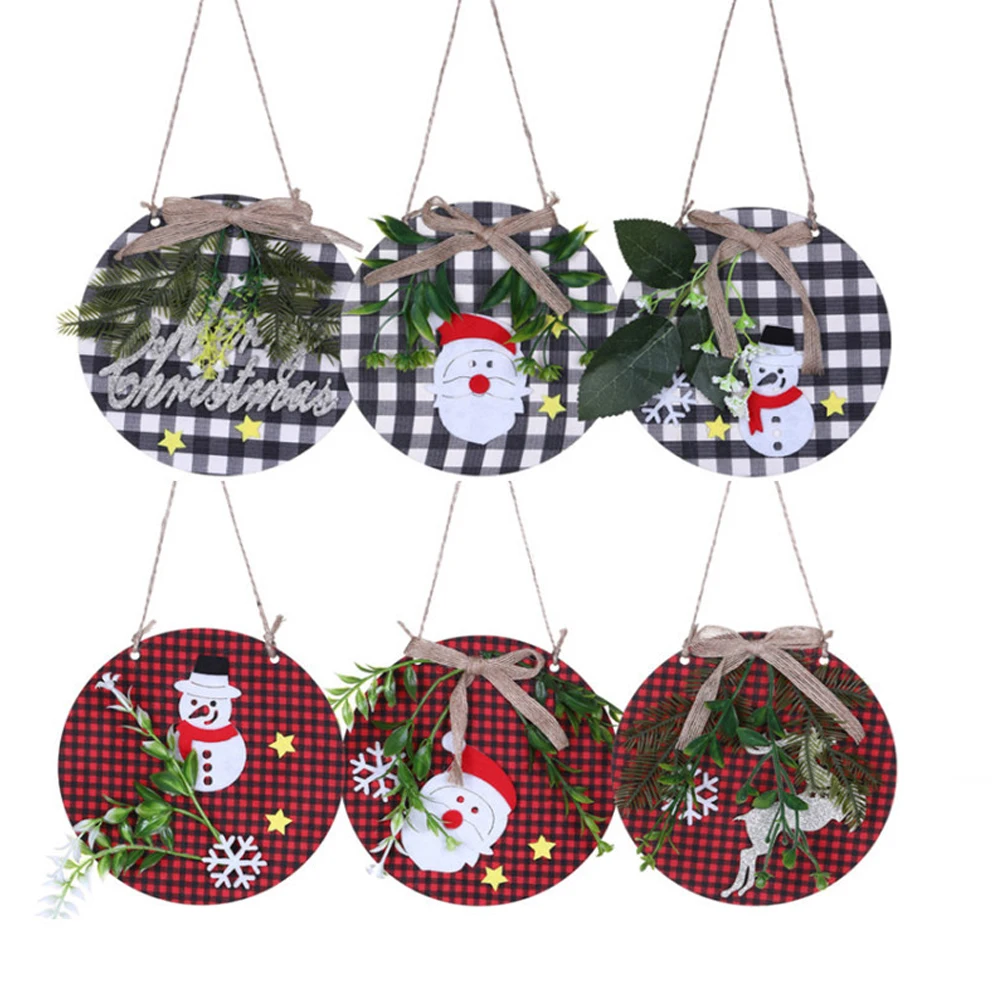 

6Pcs Wooden Christmas Tree Ornament Round Wood Hanging Pendant for Xmas Holiday Party Home Supplies