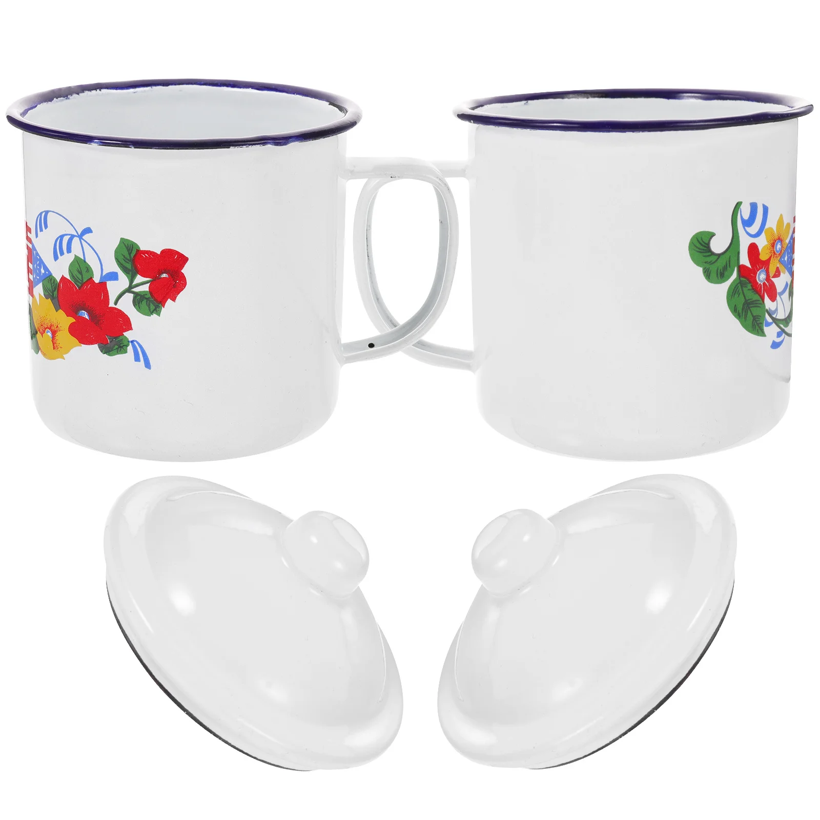 

Mug Enamel Bowl Cup Mugs Coffee Teacup Chinese Vintage Tea Drinking Water Dessert Enamelware Soup Tumbler Cups Party Retro