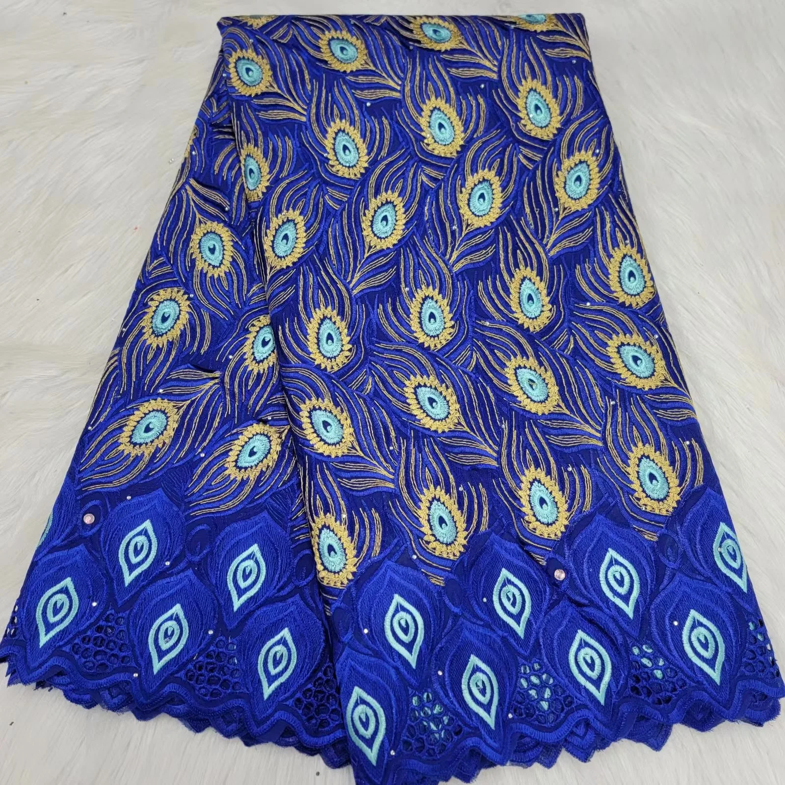 

Нигерийский Лидер продаж 100% хлопок 5 ярдов кружево 2022 африканская Высококачественная сухая сетчатая ткань швейцарская вышивка для свадебн...