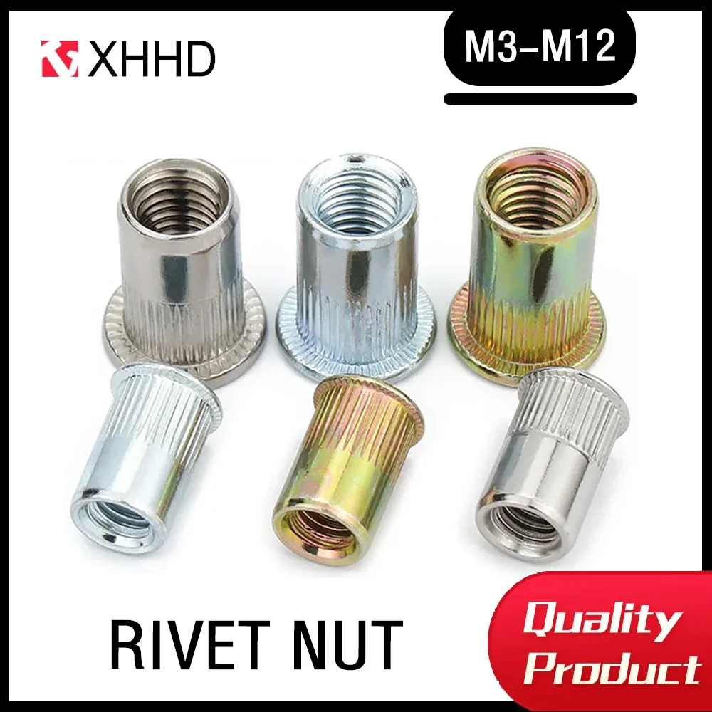 

Оригинальные заклепки из алюминиевого сплава, гайка Rivetnut, вставка с плоской головкой, Резьбовые Заклепки, винты из нержавеющей стали, гайки