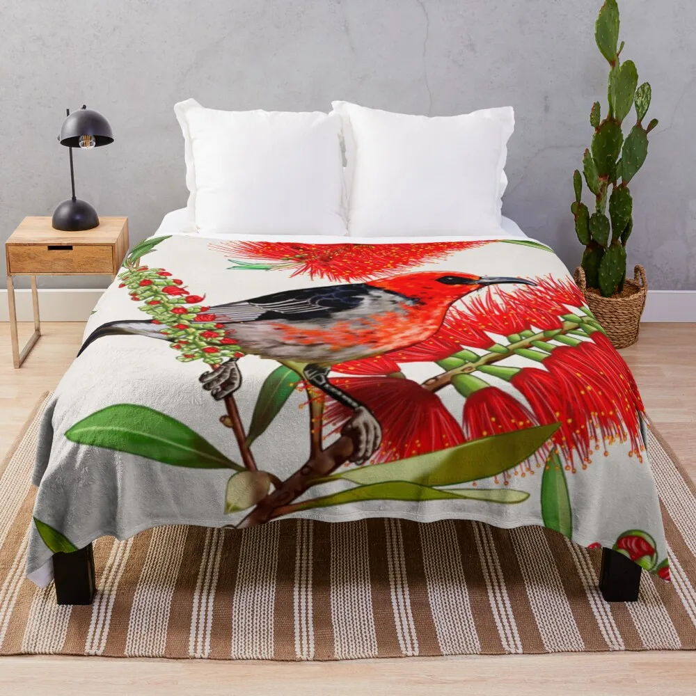 Алый Хениатер в Каллистимоне # Одеяло Laural Retz от австралийского художника 1