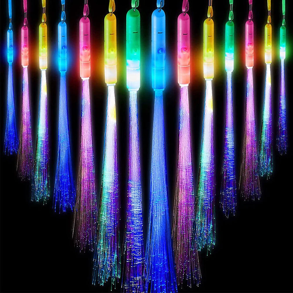 

Led Light Up Stick Glowing Fiber Stick Toy Party 3 Light Patterns Luminous Prop Christmas Birthday Gift Wedding Party Gift