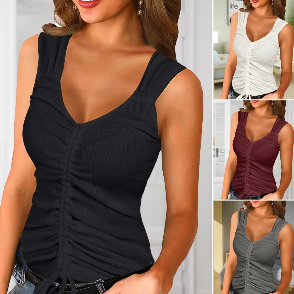 

Женская простая хорошо тянущаяся футболка с открытыми плечами, женский топ с V-образным вырезом для сбора