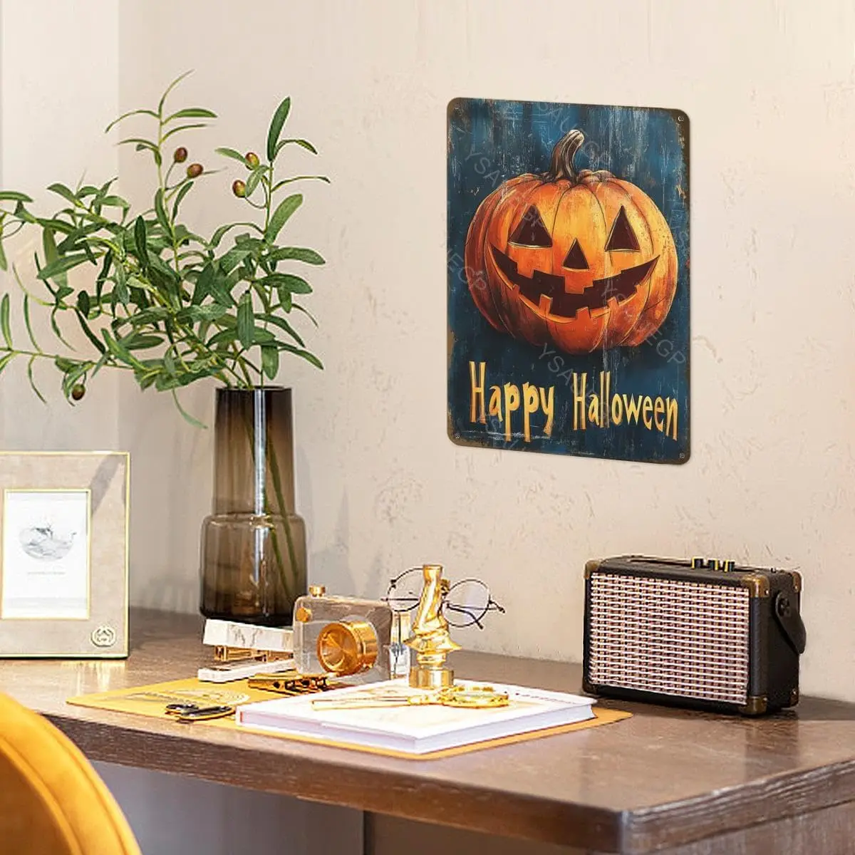 Vntge Hoween Tn Sgn Rustc Pumpkn Jck O Lntern Metl Wll Декор для дома Ktchen Porch Grden ndoor nd Outdoor Hlloween Decorto