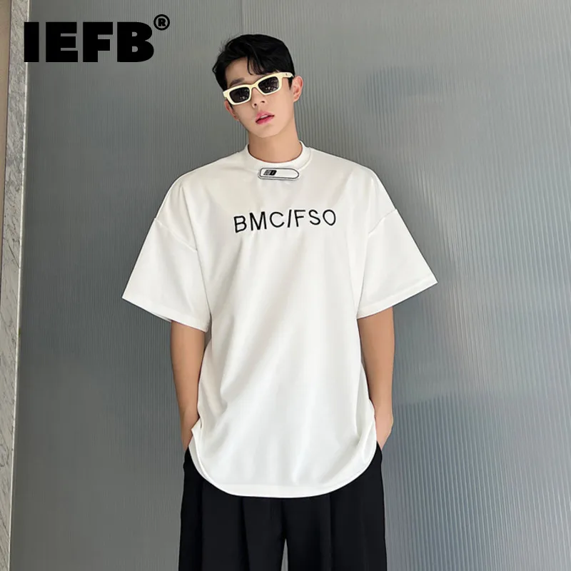 

Мужской Топ с коротким рукавом IEFB, с принтом букв и круглым вырезом, летняя коллекция 2023, 9A7909