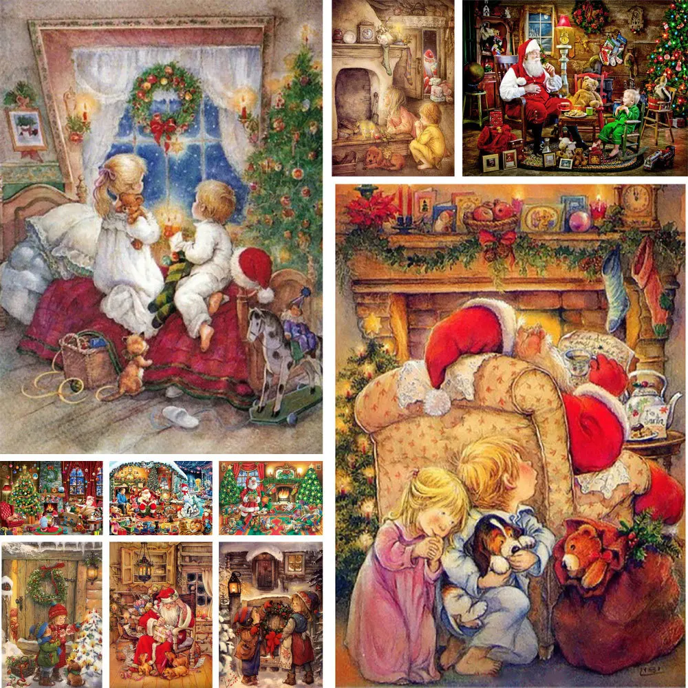 

Пейзаж рождественский дом Санта 5D алмазная живопись Домашний декор мозаика новые наборы для вышивки крестом 2023 персонализированные подарки