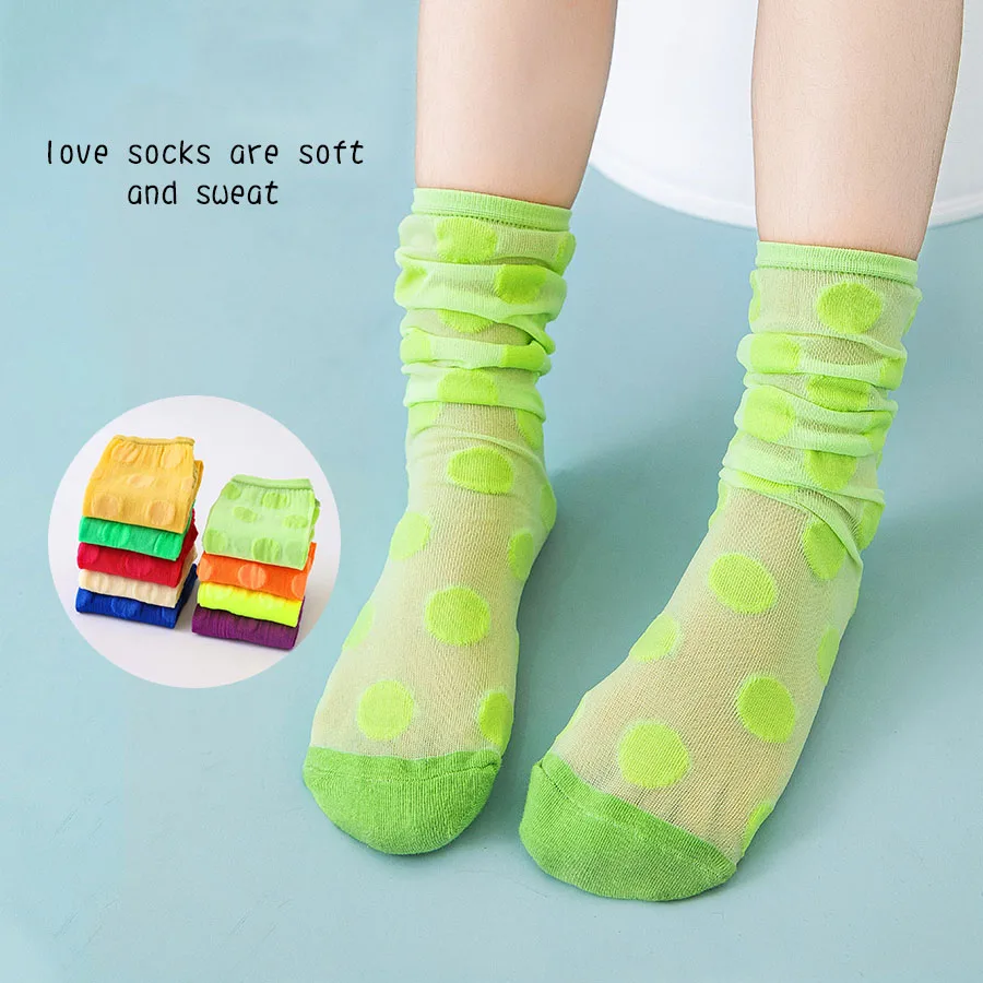 

Spring Summer Girls Knee Long Tube Socks Kids Thin Breathable Candy Color Dots Princess Stockings for Baby New Clothes Clothing