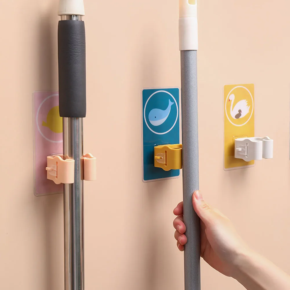 

Cute Animal Wall Mounted Mop Organizer Brush Broom Hanger Kitchen Utensils Storage Rack Bathroom Suction Hanging Pipe Hooks
