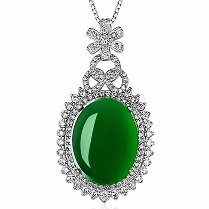 Natural Green Chalcedony Hand Carved Water Drop Pendant Fashion Boutique Jewelry Men's and Women's Agate Necklace Gift Wholesale