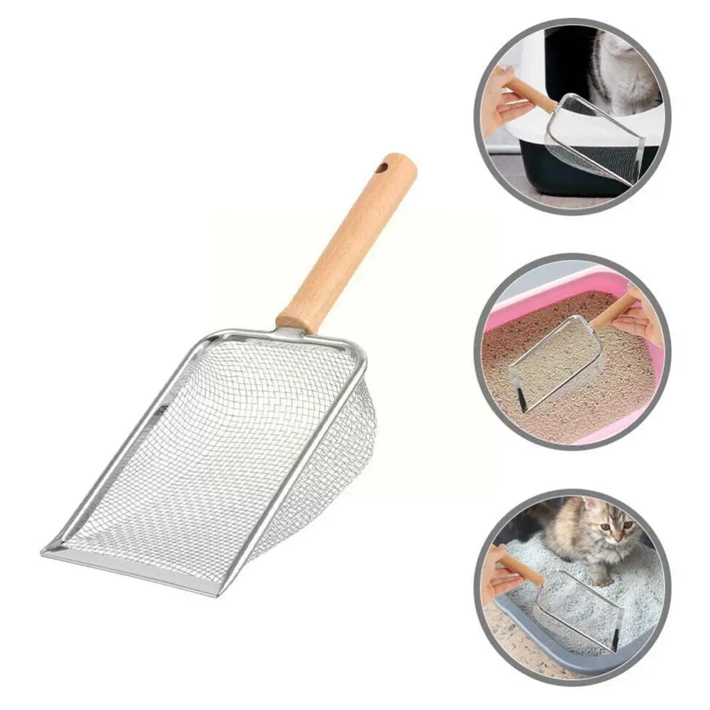 

Litter Scooper with Wooden Handle Pet Litter Shovel Metal Scooper Poop Sifting Lifter Durable Heavy Duty for Litter B F5Q3