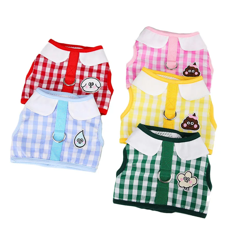 

Plaid Dog Harnesses and Leash Set Cotton Escape Proof Puppy Harness Vest Mesh Breathable Soft Pet Supplies for Small Medium Dogs