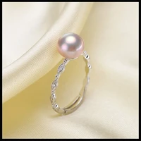 diy pearl accessories 925 silver exquisite natural pearl ring ring with 7 9mm round flat bead