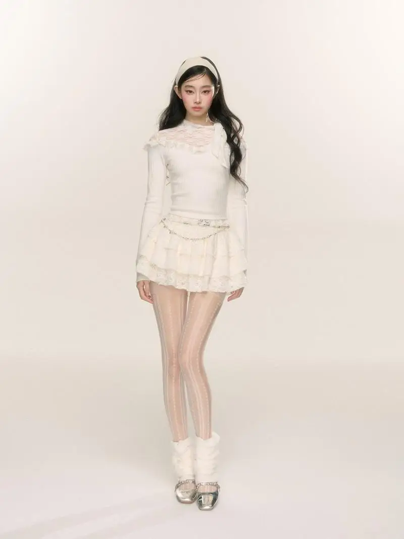 Черная рубашка Fungus Edge Sweet Spicy Splicing Base для женщин осень-зима новая блузка с длинными