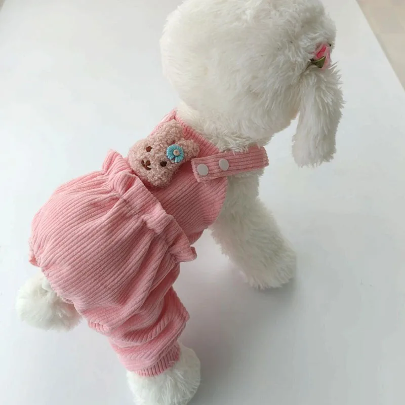 

Cute Dog Jumpsuit Dog Clothes Pink Yellow Strap Jumpsuits Clothing For Chihuahua Pet Overalls Pajamas For Small Medium Dogs XXL