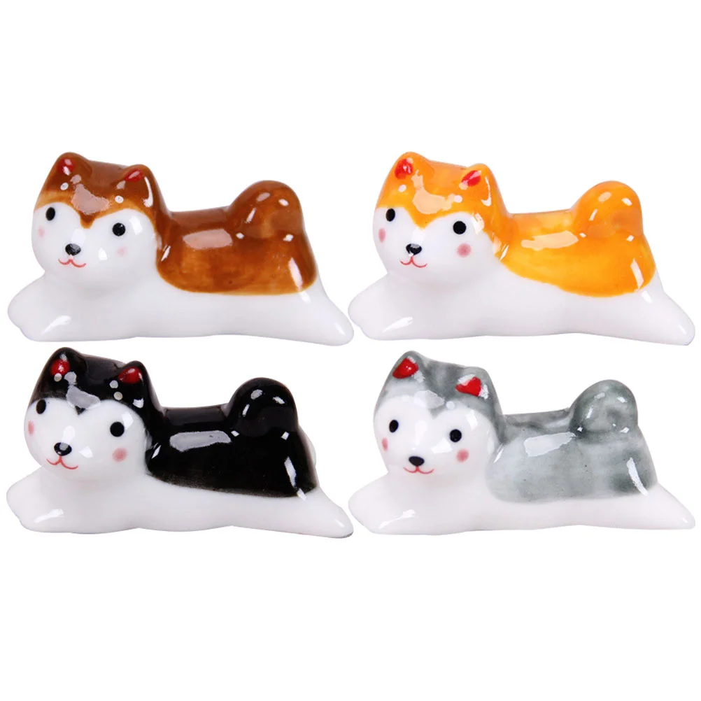 

4Pcs Dog Shaped Chopstick Rests Lovely Chopstick Holders Desktop Fork Rests Home Supply