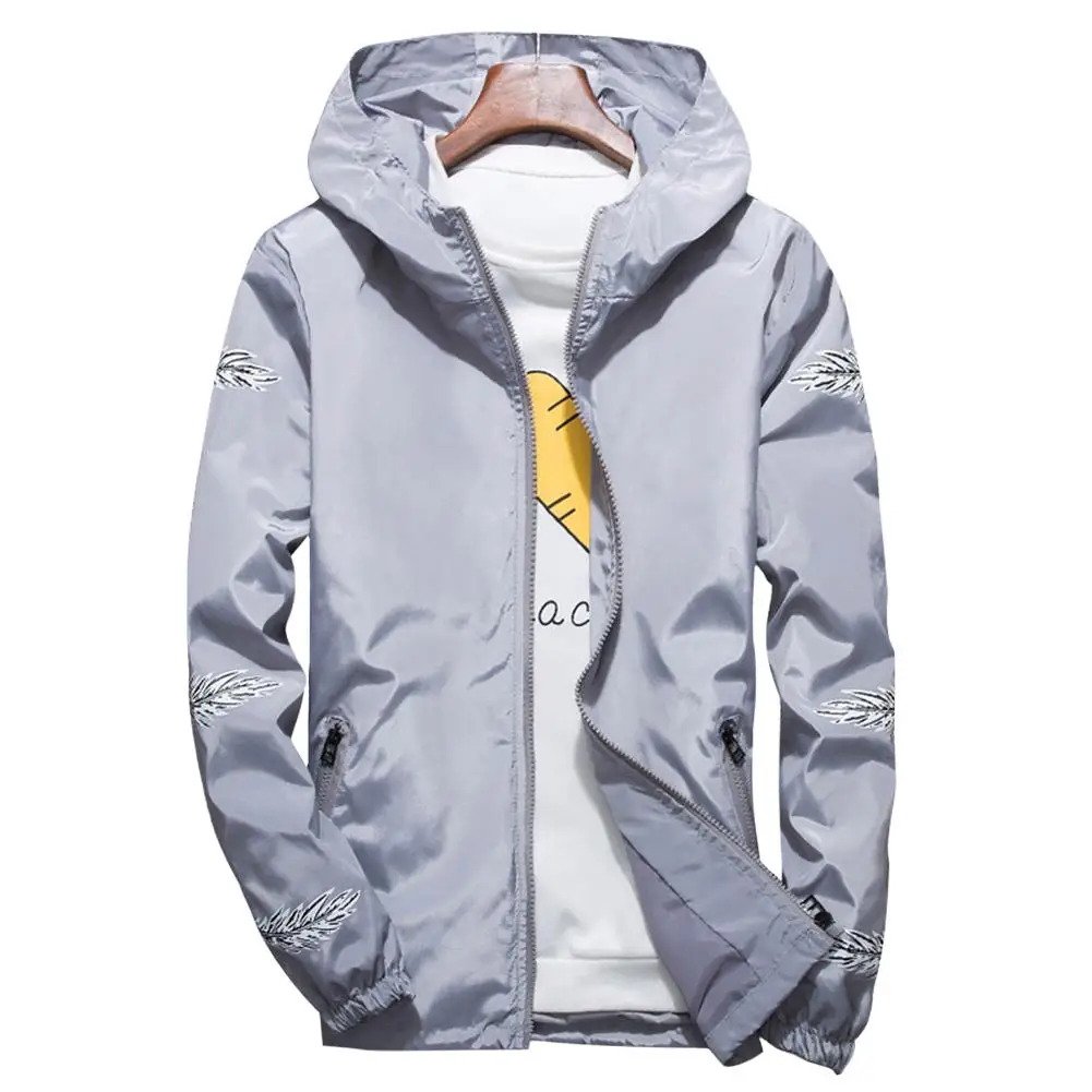 

Windbreaker Coat Teenager Boy Hooded Autumn Winter Thin Section Men Long-Sleeves Zipper O-neck Daily Recreation Jacket