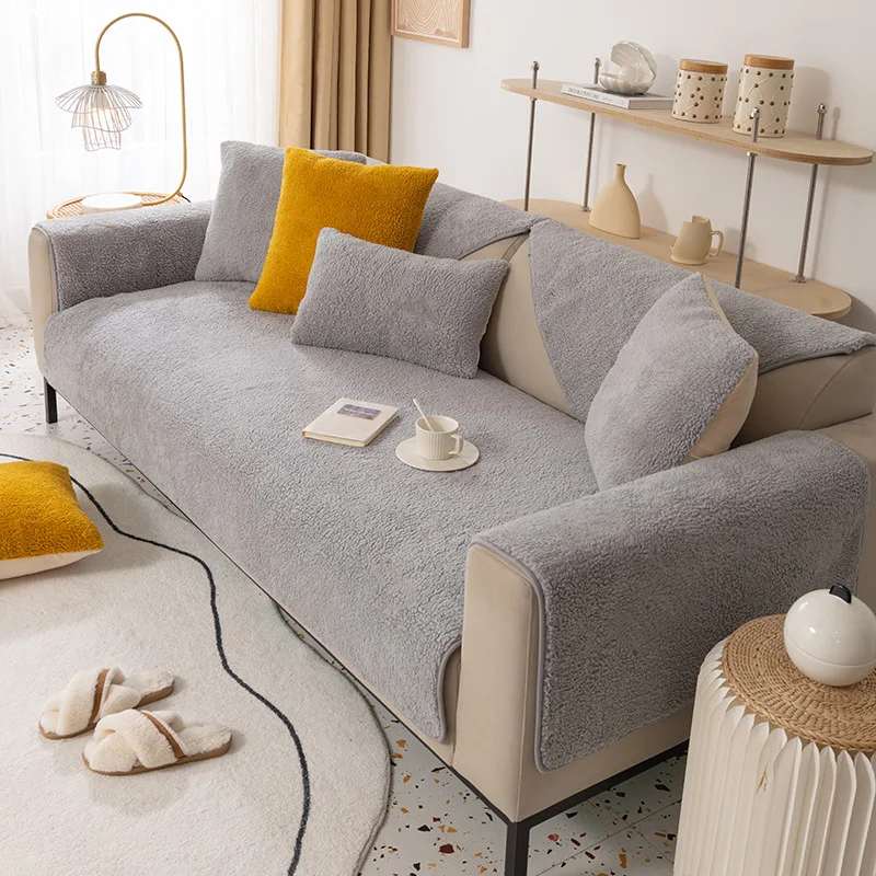 Новинка осенне-зимний плюшевый коврик для дивана из ягненка утолщенный теплый