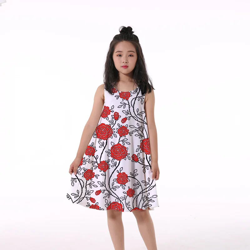 

Kids Costumes 3D Print Flower Elegant Princess Ceremony Dresses For Girls Wedding Party Dress Ball Children Clothing Vestidos