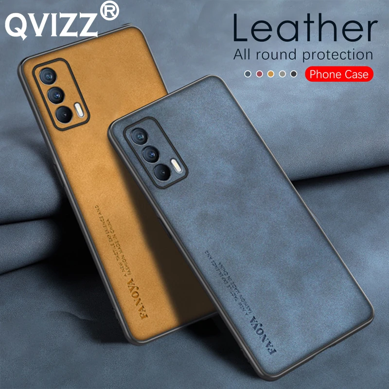 

Luxury Leather Case for OPPO Realme V15 5G Armor Shockproof Soft Silicone Edges Hard Back Phone Cover RealmeV15 Realme V 15 1 5