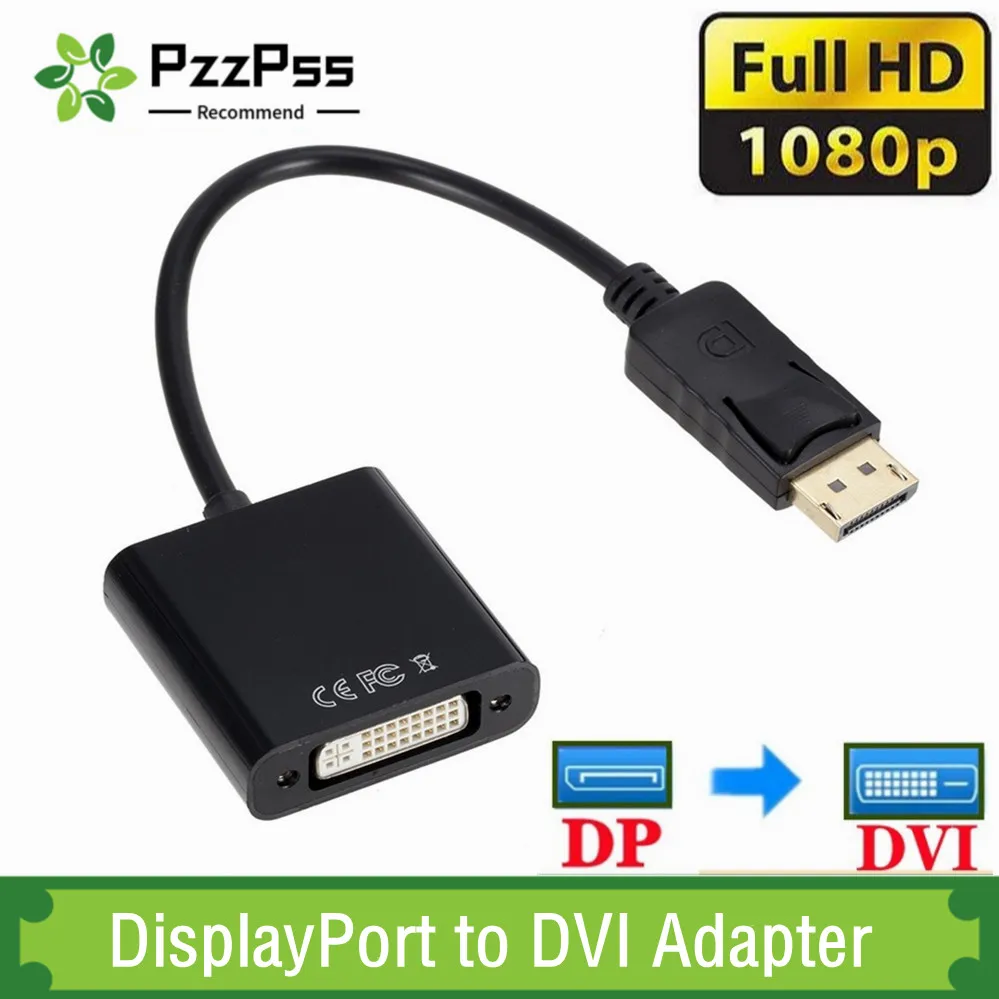 

Адаптер PzzPss DP-DVI, переходник с порта дисплея на DVI, кабель-переходник «штырь-гнездо» для мониторов и проекторов