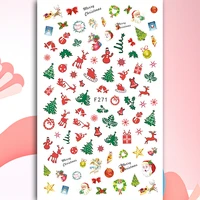 10pcs christmas collection nail stickers diy santa claus nail art sticker 3d with adhesive snowflake elk nail art supplies