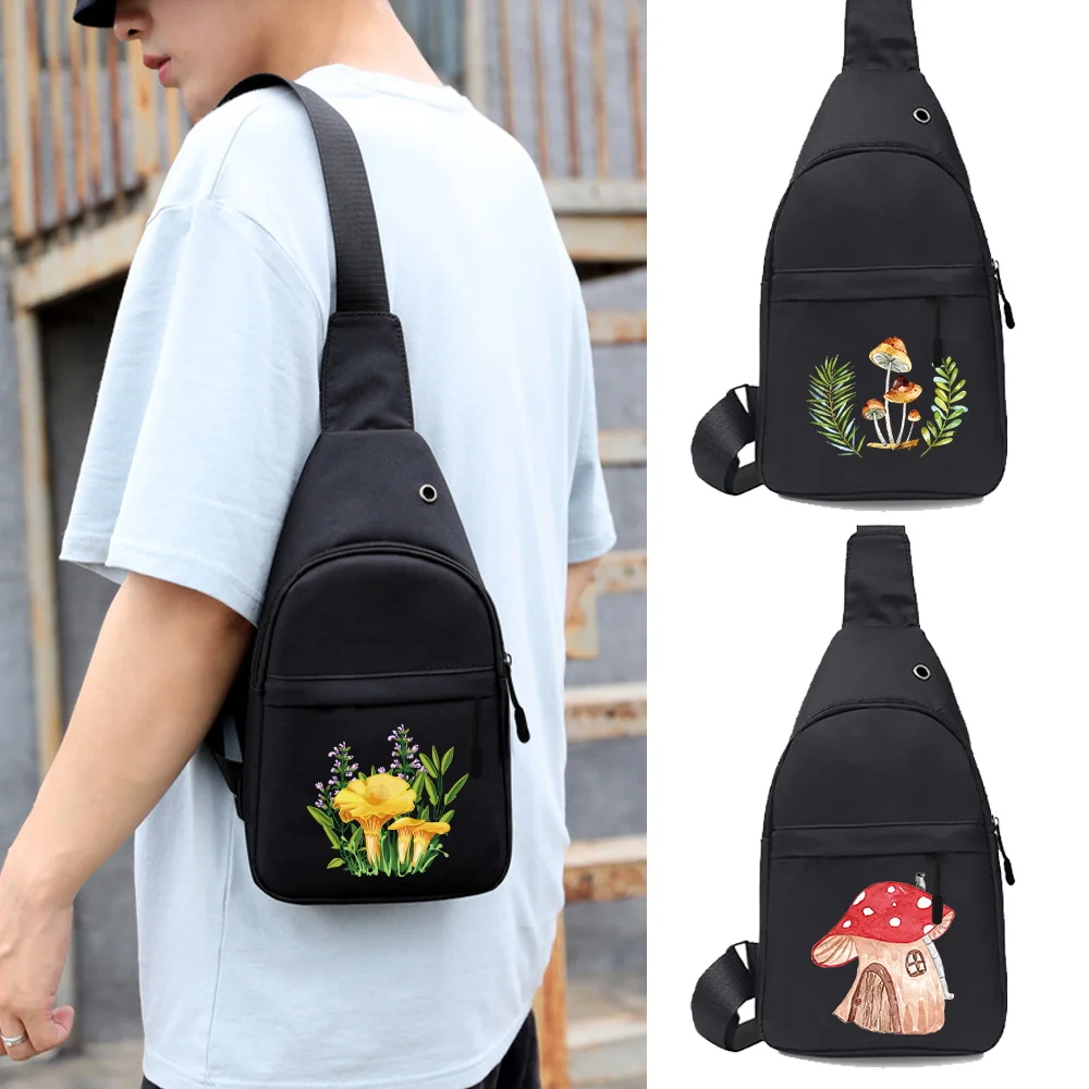 

Men Chest Bags Multifunction Crossbody Bag for Women Short Trip Anti-theft Shoulder Messenger Bags Mushroom Pattern Handbag 2023